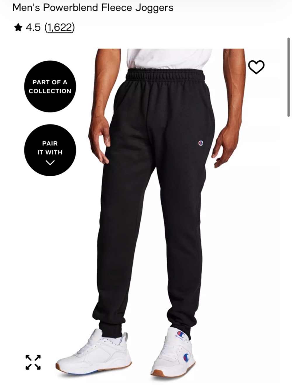 Champion Men's Black Fleece Joggers with Logo